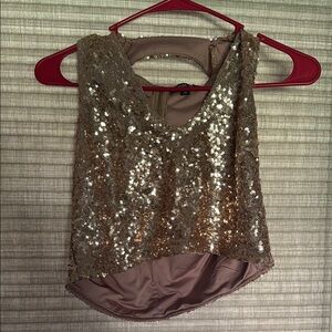 Sequin Sleeveless Top - Gold